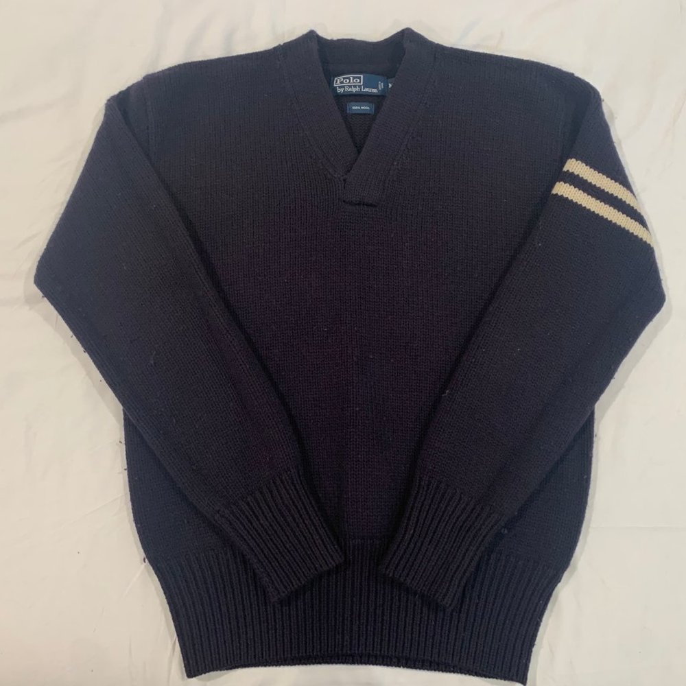 Polo by Ralph Lauren V-Neck Wool Sweater - Men's M - Navy